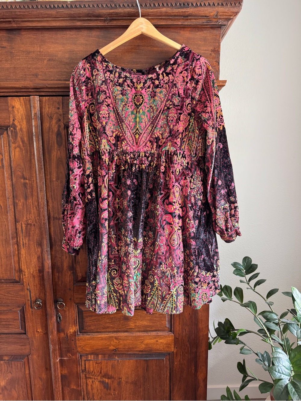 Free People Mirror Mirror Velvet Dress Long Sleeve Medium